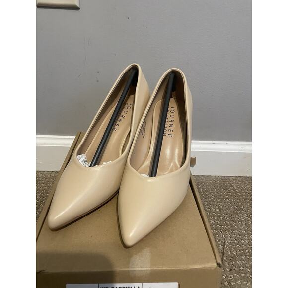 Journee Collection Size 6.5 Gabriella‎ Stiletto Pump Heels In Beige Tan, New - Picture 2 of 6